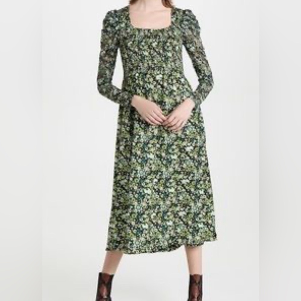 Scotch & Soda Green Floral Long Sleeve Dress